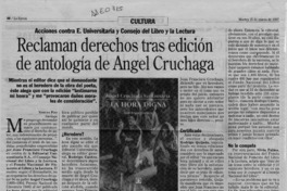 Reclaman derechos tras edición de antología de Angel Cruchaga  [artículo] Ximena Poo.