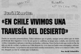 "En Chile vivimos una travesía del desierto"  [artículo] Heidi Schmidlin.