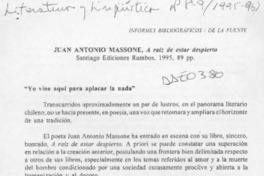 Juan Antonio Massone, a raíz de estar despierto  [artículo] José Alberto de la Fuente.