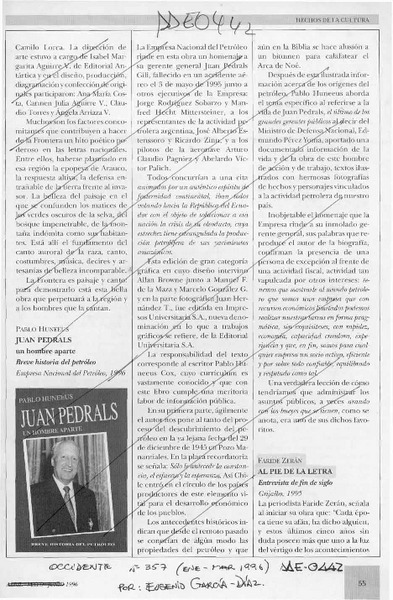 Al pie de la letra  [artículo] Eugenio García-Díaz.