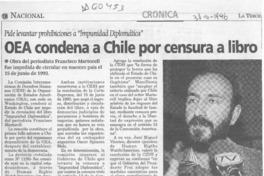 OEA condena a Chile por censura a libro  [artículo].