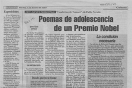 Poemas de adolescencia de un Premio Nobel  [artículo] Igancio Iñíguez.