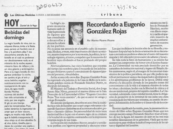 Recordando a Eugenio González Rojas  [artículo] Marino Pizarro Pizarro.