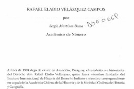 Rafael Eladio Velázquez Campos  [artículo] Sergio Martínez Baeza.