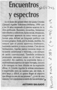 Encuentros y espectros  [artículo] Antonio Salgado.