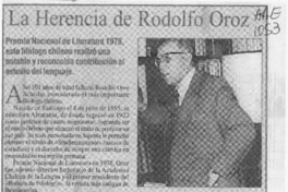 La Herencia de Rodolfo Oroz  [artículo].