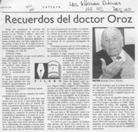 Recuerdos del doctor Oroz  [artículo] Filebo.