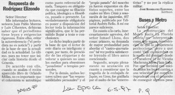 Respuesta de Rodríguez Elizondo  [artículo] José Rodríguez Elizondo.