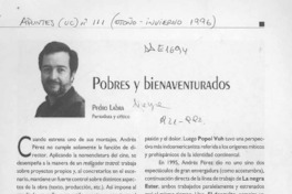Pobres y bienaventurados  [artículo] Pedro Labra.