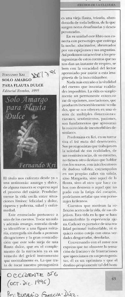 Solo amargo para flauta dulce  [artículo] Eugenio García-Díaz.