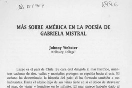 Más sobre América en la poesía de Gabriela Mistral  [artículo] Johnny Webster.