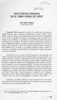 Arte poética inscrita en el libro Poema de Chile  [artículo] Ana María Cuneo.