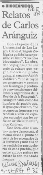 Relatos de Carlos Aránguiz  [artículo].