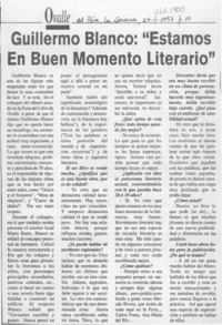 Guillermo Blanco, "Estamos en buen momento literario"  [artículo].