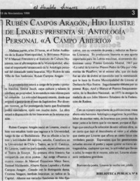 Rubén Campos Aragón, hijo ilustre de Linares presenta su antología personal "A campo abierto"  [artículo].