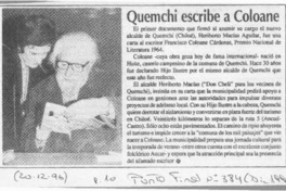 Quemchi escribe a Coloane  [artículo].