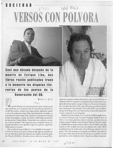 Versos con pólvora  [artículo] Marcelo Soto.