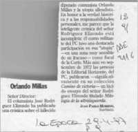 Orlando Millas  [artículo] Juan Pablo Moreno.