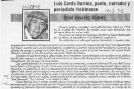Luis Cerda Barrios, poeta, narrador y periodista freirinense  [artículo] Oriel Alvarez Gómez.