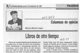 Libros de otro tiempo  [artículo] Marino Muñoz Lagos.