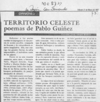 Territorio celeste, poemas de Pablo Guíñez  [artículo] José Vargas Badilla.