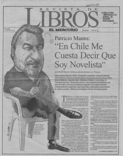 Patricio Manns, "En Chile me cuesta decir que soy novelista"  [artículo] María Teresa Cárdenas.
