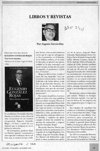 Eugenio González Rojas, tres veces maestro  [artículo] Eugenio García-Díaz.
