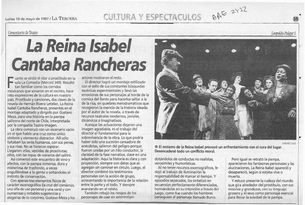 La Reina Isabel cantaba rancheras  [artículo] Lepoldo Pulgar I.