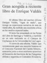 Gran acogida a reciente libro de Enrique Valdés  [artículo].