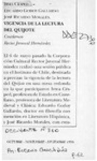 Vigencia de la lectura del Quijote  [artículo] Eugenio García-Díaz.