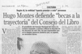 Hugo Montes defiende "becas a la trayectoria" del Consejo del Libro  [artículo] X. P.