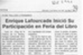 Enrique Lafourcade inició su participación en Feria del Libro  [artículo].