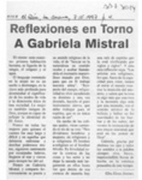 Reflexiones en torno a Gabriela Mistral  [artículo] Elba Elena Jiménez.