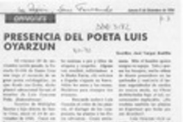 Presencia del poeta Luis Oyarzún  [artículo] José Vargas Badilla.