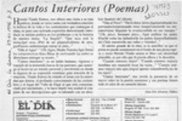 Cantos interiores (poemas)  [artículo] Ana Iris Alvarez Núñez.