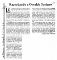 Recordando a Osvaldo Soriano  [artículo] Wellington Rojas Valdebenito.