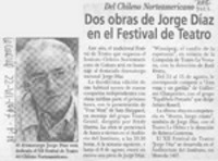 Dos obras de Jorge Díaz en el Festival de Teatro  [artículo].