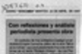 Con reflexiones y análisis periodista presenta obra  [artículo].