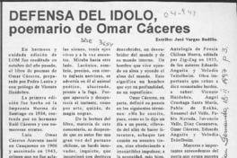Defensa del ídolo, poemario de Omar Cáceres  [artículo] José Vargas Badilla.