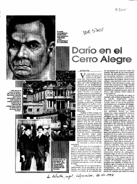 Darío en el Cerro Alegre  [artículo] Sara Vial.