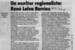 Un escritor regionalista, René Leiva Berríos  [artículo] Antonio Cárdenas Tabies.