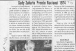 Sady Zañartu Premio Nacional 1974  [artículo].