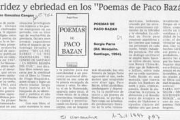 Hibridez y ebriedad en los "Poemas de Paco Bazán"  [artículo] Yanko González Cangas.