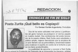 Poeta Zurita Qué bello es Copiapó!  [artículo] Osmán Cortés Argandoña.