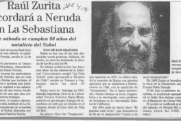 Raúl Zurita recordará a Neruda en La Sebastiana