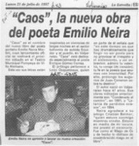 "Caos", la nueva obra del poeta Emilio Neira