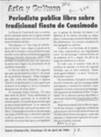 Periodista publica libro sobre tradicional fiesta de Cuasimodo  [artículo].
