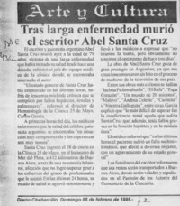Tras larga enfermedad murió el escritor Abel Santa Cruz  [artículo].