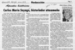 Carlos María Sayago, historiador atacameño  [artículo] Oriel Alvarez Gómez.