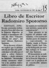 Libro de escritor Radomiro Spotorno  [artículo].